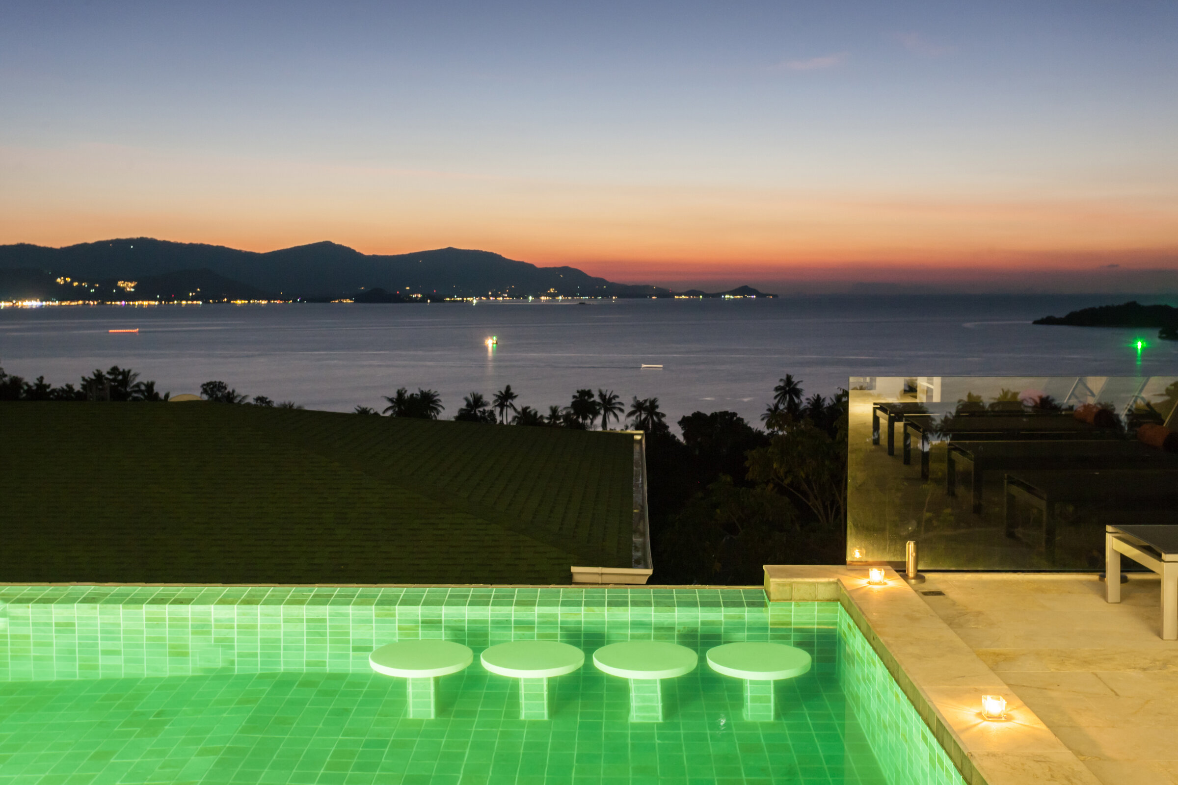 Villa Daizo master suite with daytime ocean views